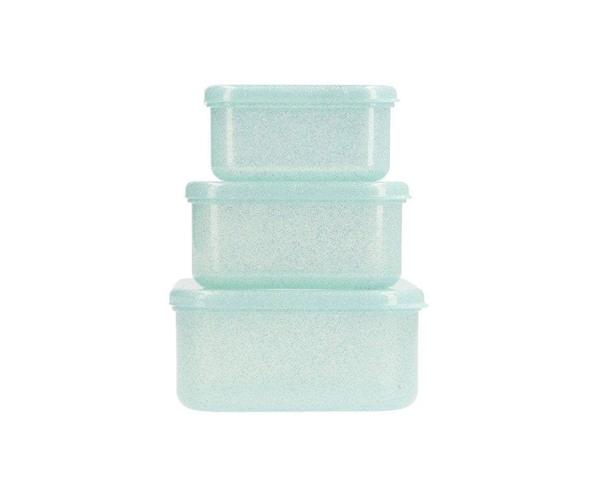 3 Boîtes Déjeuner Aqua Paillettes Turquoise