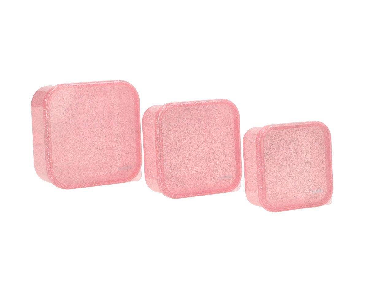 3 Boîtes à Déjeuner Rose Brillant Pailleté