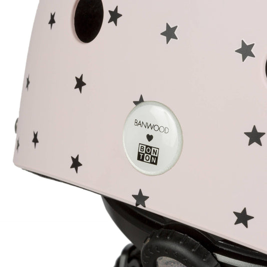 casque enfant rose mat etoiles banwood