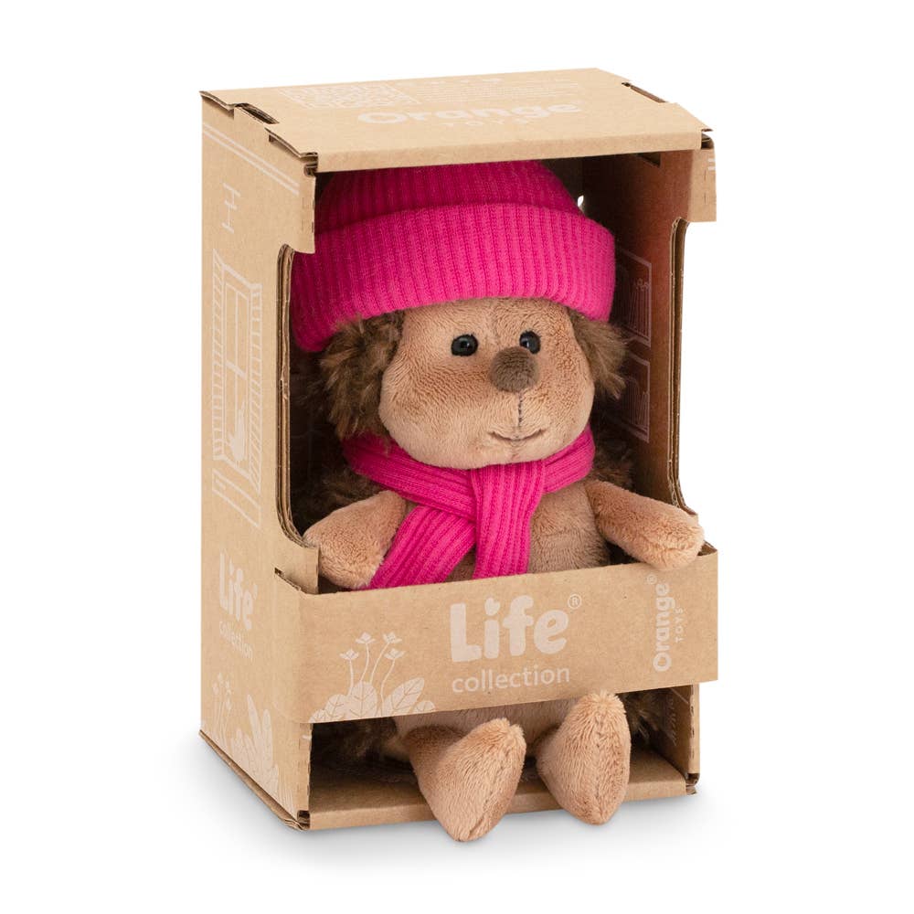 Peluche le hérisson Fluffy avec chapeau framboise 15cm