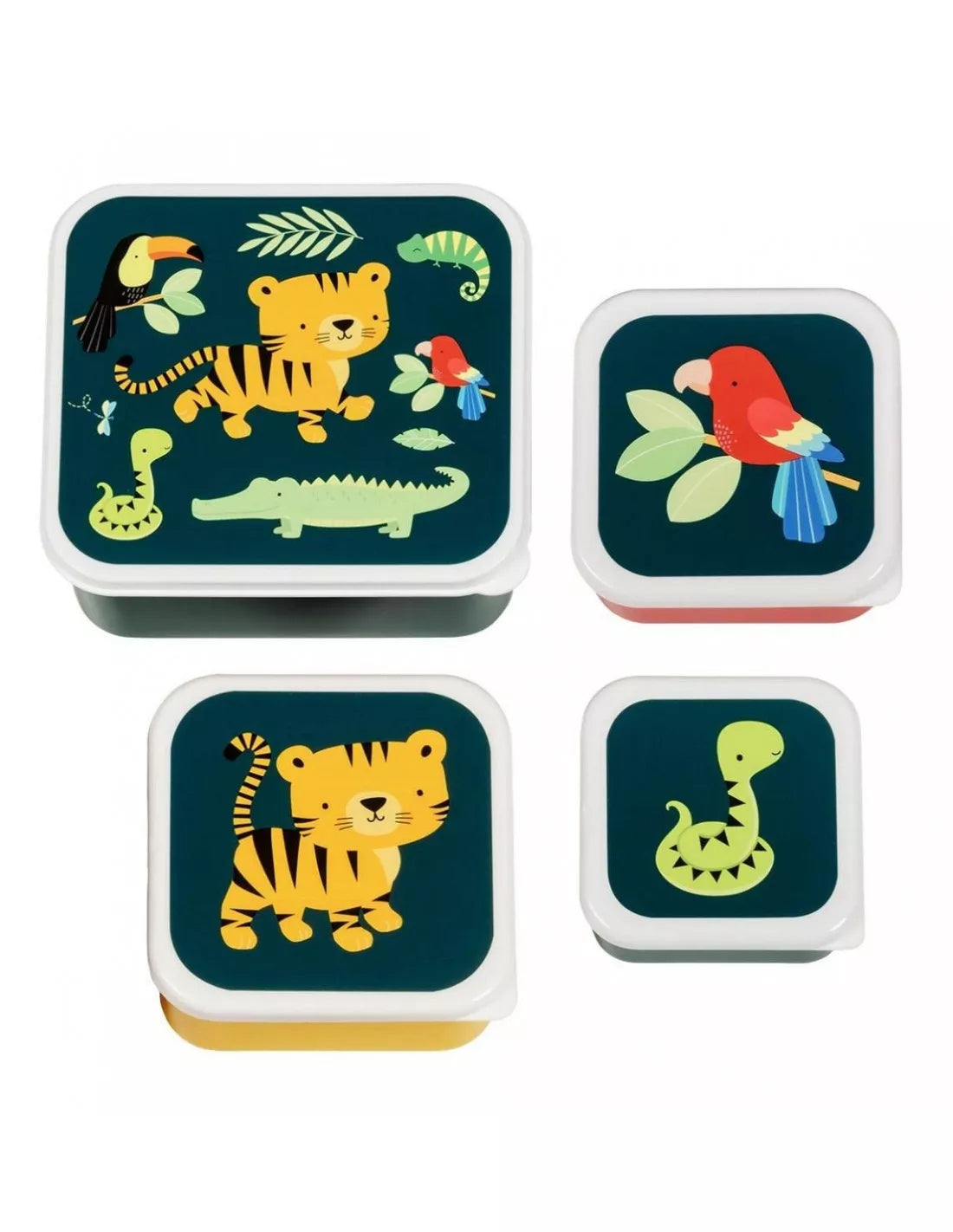 Pack de 4 Boîtes à Goûter et Déjeuner - Tigre