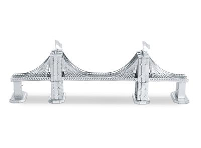 MetalEarth Architecture: BROOKLYN BRIDGE 13.7x5x2.3cm, maquette 3D en métal avec 2 feuilles, sur carte 12x17cm, 14+