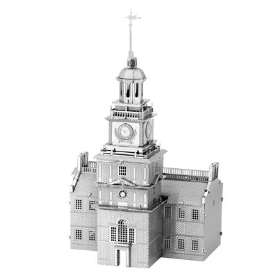 MetalEarth Architecture: SALLE D'INDÉPENDANCE 5x6,6x10,8cm, maquette 3D en métal avec 2 feuilles, sur carte 12x17cm, 14+