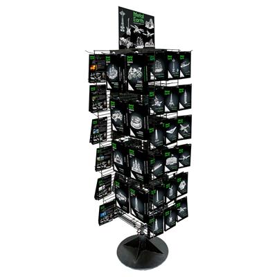 MetalEarth PRESENTOIR Promotion: GRAND (capacité de stock pour 288 cartes de Metal Earth/ICONX) diam.61x180cm, avec signe, gratuit avec une commande de 288 cartes de Metal Earth/ICONX, composition sur mesure (prendre contact avec DAM)