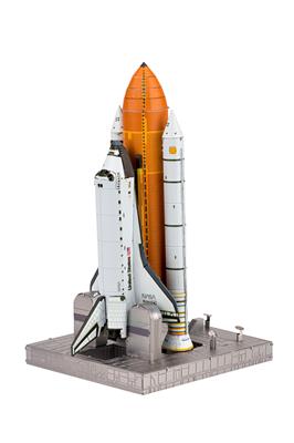 MetalEarth: ICONX - KIT DE LANCEMENT DE LA NAVETTE SPATIALE 9x10,49x17,02cm, maquette 3D en métal avec 3 feuilles, en boîte 13,5x22x2cm, 14+