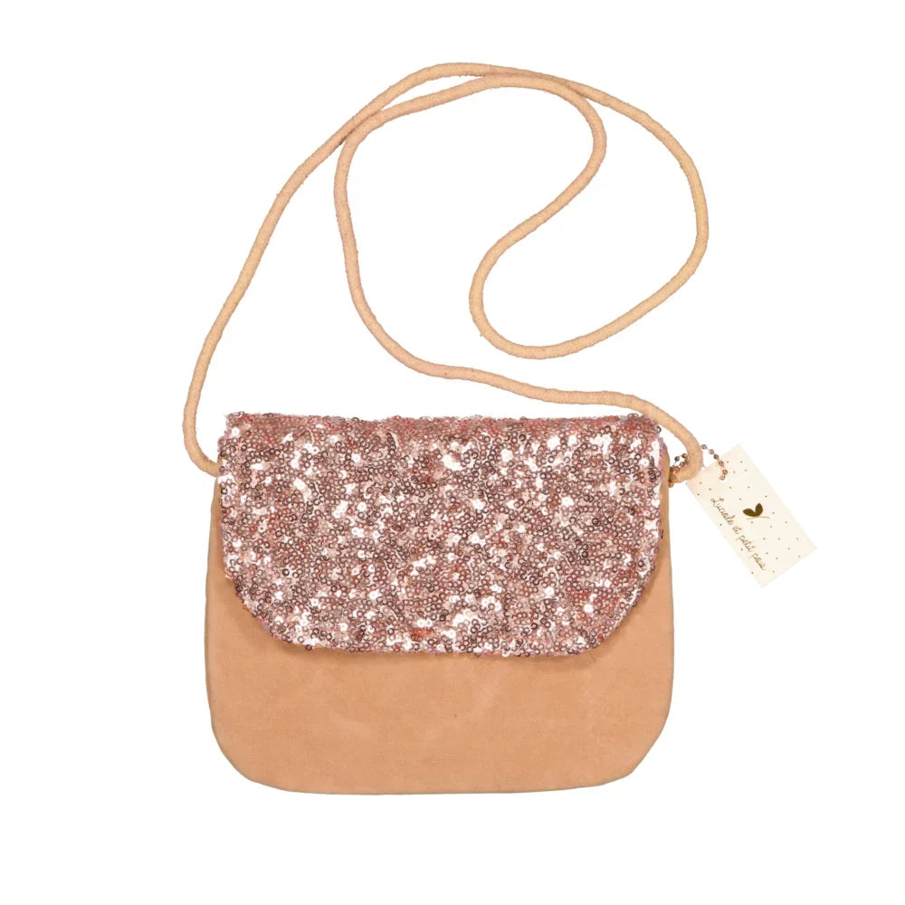 Sac à main enfant en velours et sequins roses - Luciole et Petit Pois - photographie 2