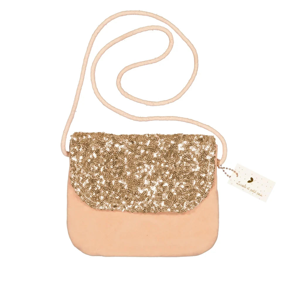 Sac à main enfant en velours et sequins dorés - Luciole et Petit Pois - photographie 2