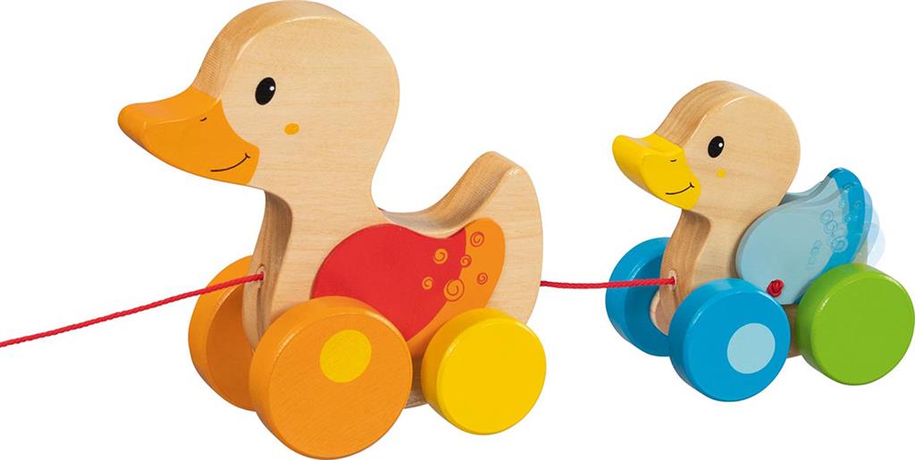 Animal à tirer - Famille Canard en Bois à Tirer