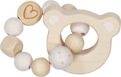 Goki Baby Hochet: OURS L10cm, avec élastique, bois