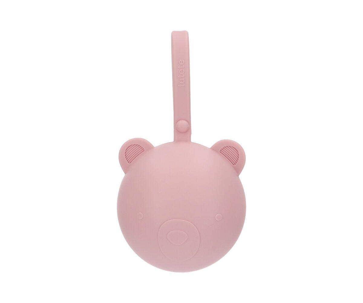 Porte-sucette en silicone Ours rose