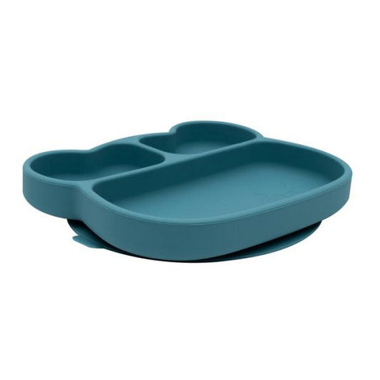 Plato de oso de silicona azul de pato