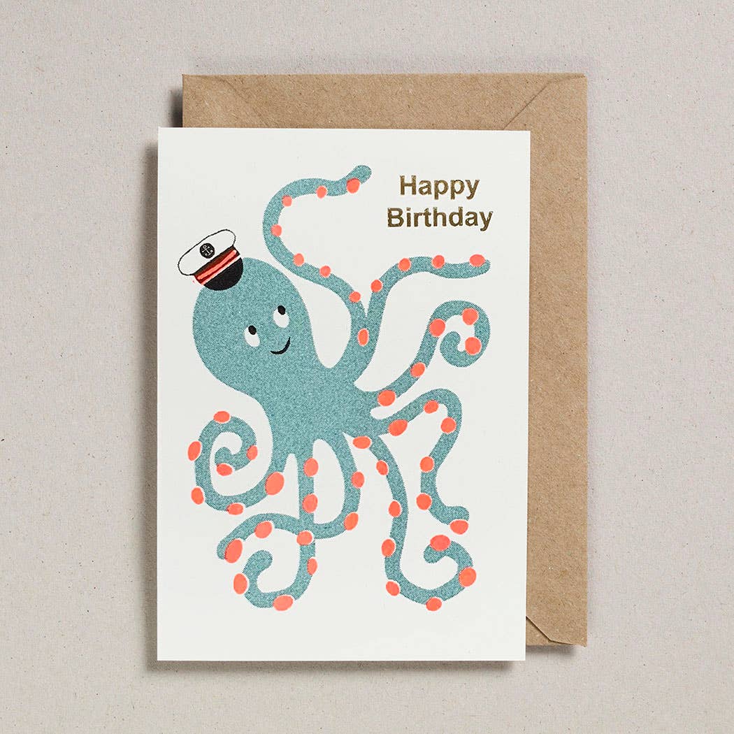 Carte d'Anniversaire - Poulpe Marin