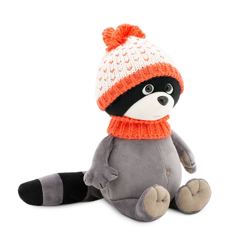 Denny le raton laveur en peluche : orange frais - 25 cm - 0+