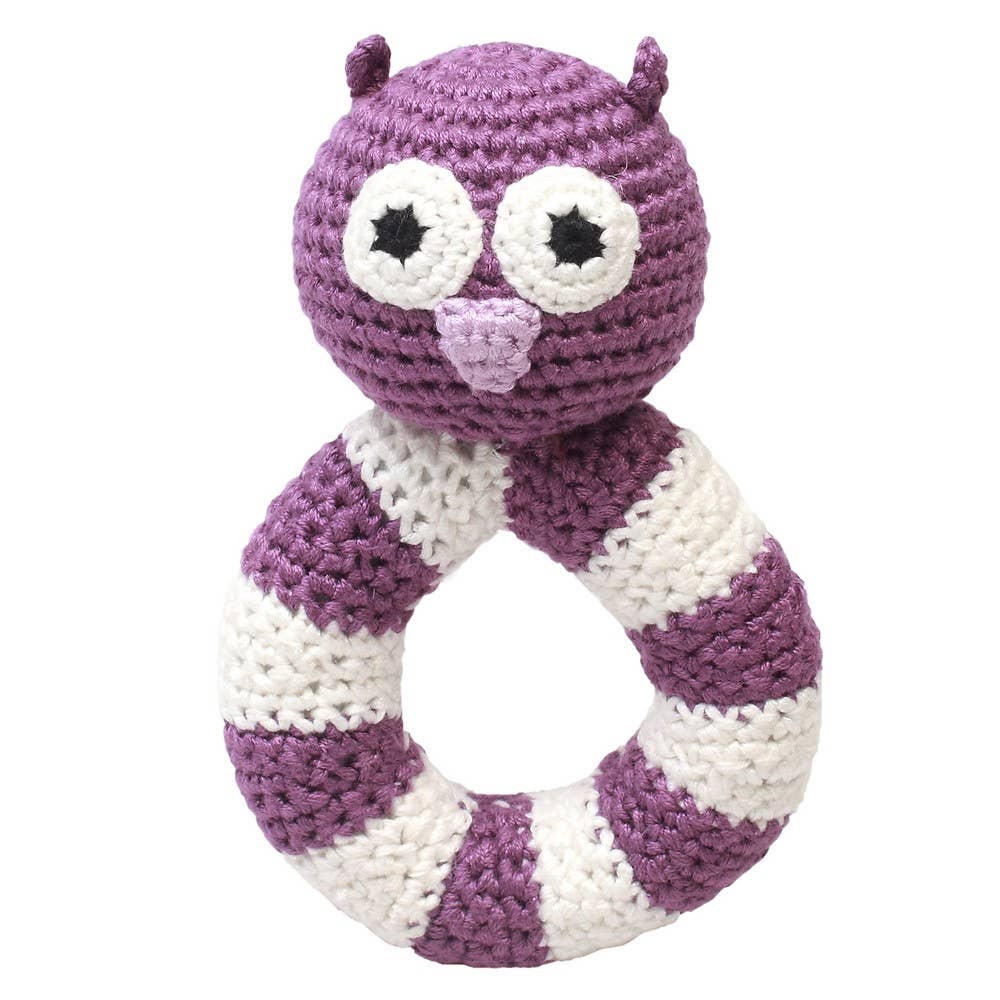 Hochet Anneau - Hibou Violet Foncé