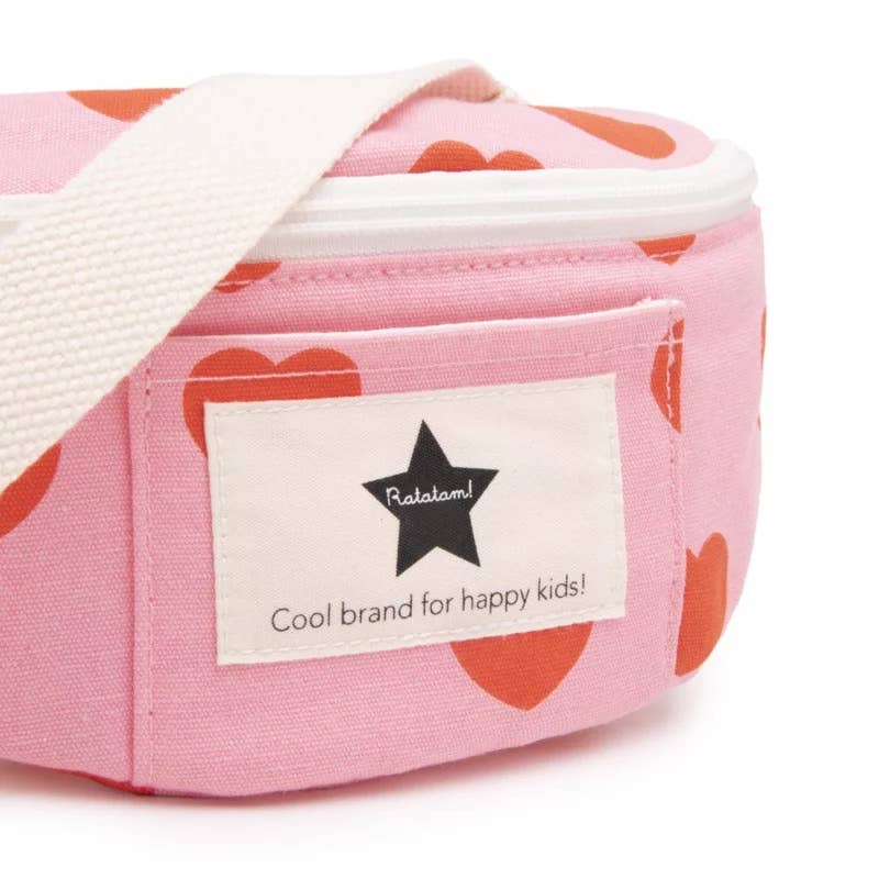 Sac Banane Enfant Rose & Cœurs Rouges