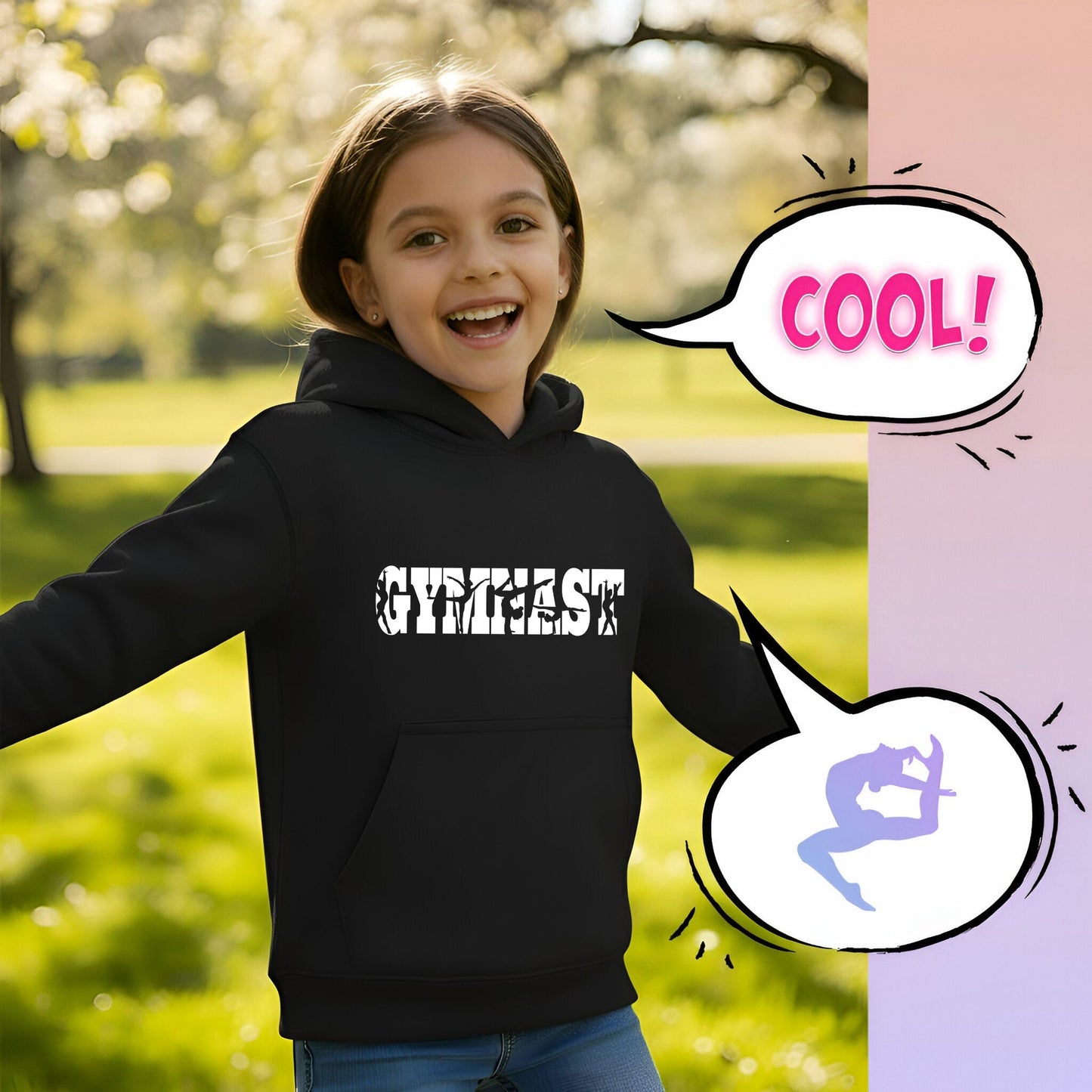 Sweat à capuche gymnastique – Fringoo Gymnastic for Cotton Rich Soft Hooded – Gymnast noir