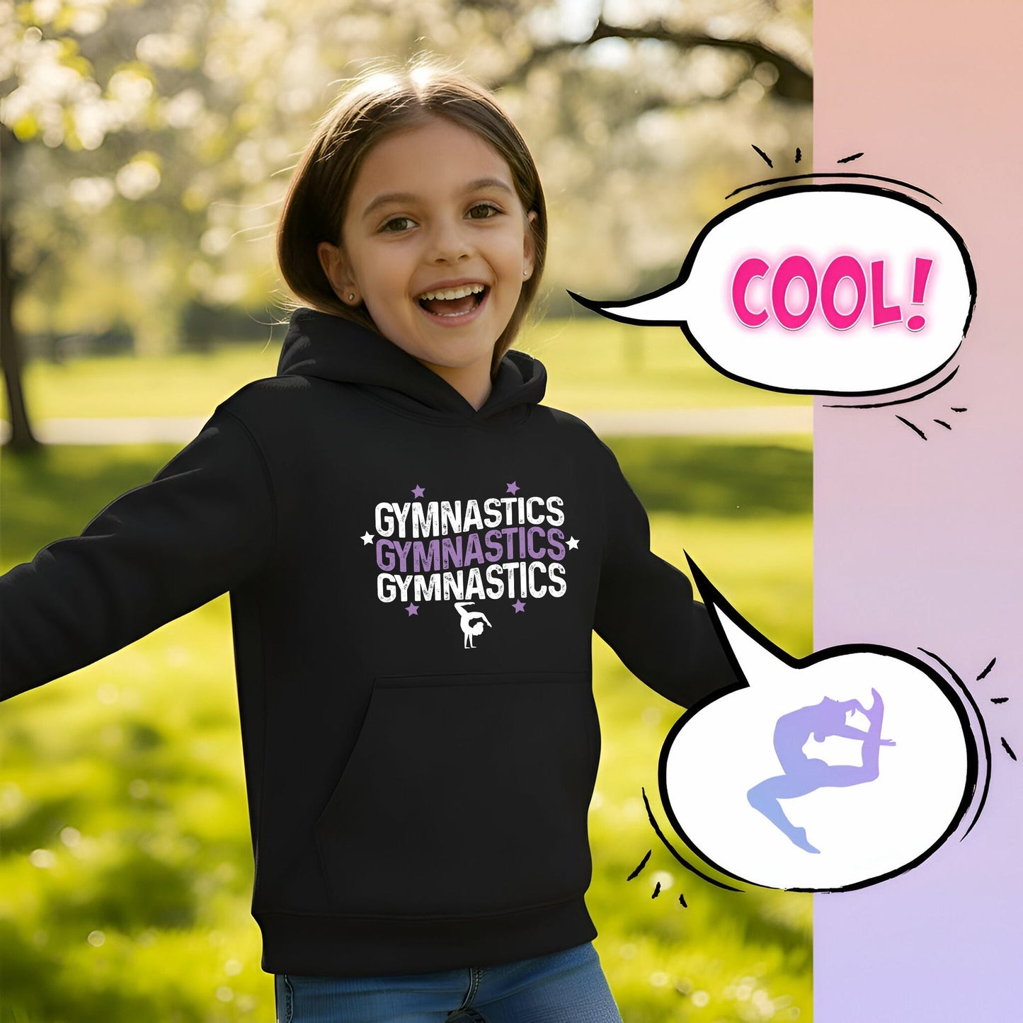 Sweat à capuche gymnastique – Fringoo Gymnastic for Cotton Rich Soft Hooded – Gymnasticx3- noir