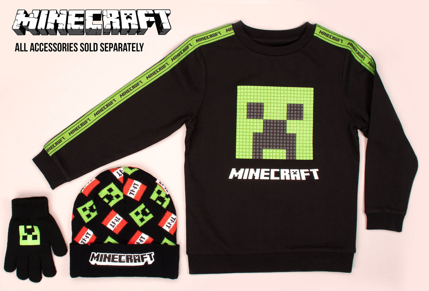 Minecraft vert Creeper Sweatshirt – noir