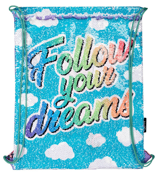 À sequins Drawstring Sac à dos – Follow Your Dreams