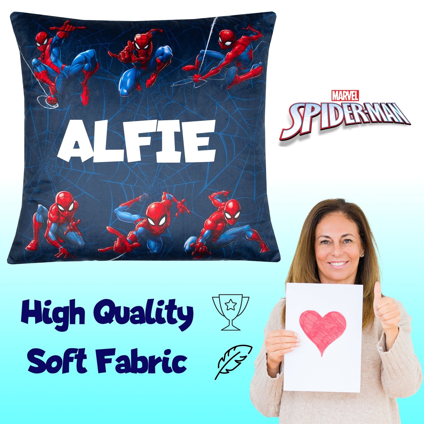 Housse de coussin Spider-Man – Marvel Spider-Man 44 x 44 cm Super Soft Pillow Case for Boys Bedroom Home Décor Gift for Boys