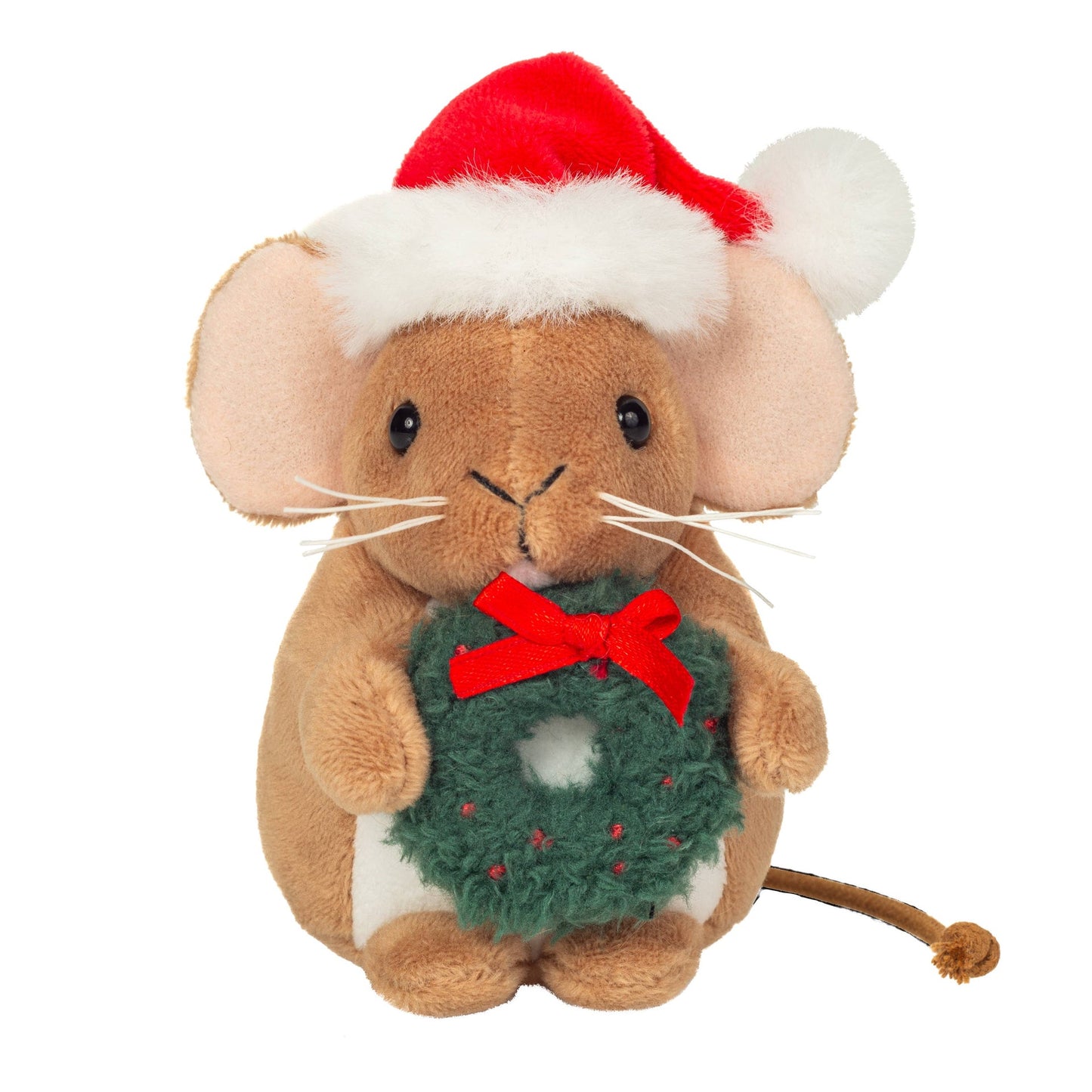 Peluche Souris de Noël avec couronne
