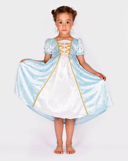 Robe de princesse en velours bleu clair 98-104 Cl 2-4 ans
