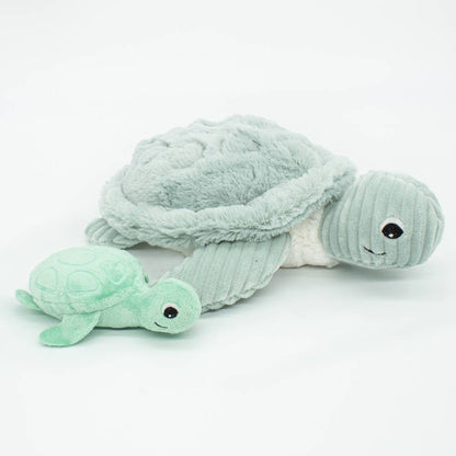 Peluche Ptipotos Maman et Bébé Tortue - Menthe