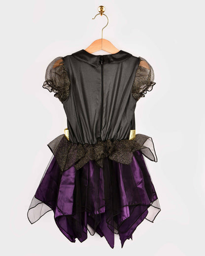 Déguisement de sorcière avec chapeau deluxe pour 5-7 ans (taille 122-128 cm)
