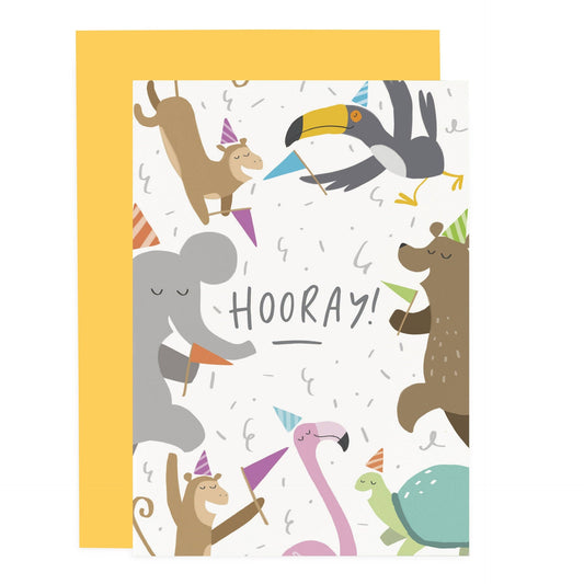 Carte de vœux Animaux "Hooray!"