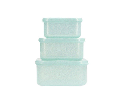 3 Boîtes Déjeuner Aqua Paillettes Turquoise