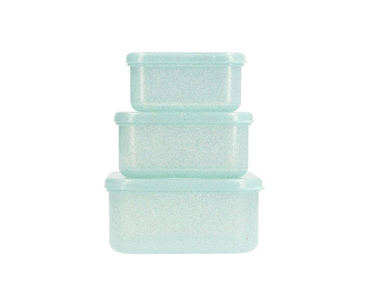 3 Boîtes Déjeuner Aqua Paillettes Turquoise