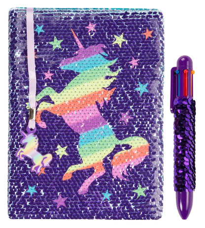 Carnet à sequins – arc-en-ciel licorne