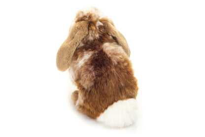 Peluche Lapin assis marron foncé et blanc-