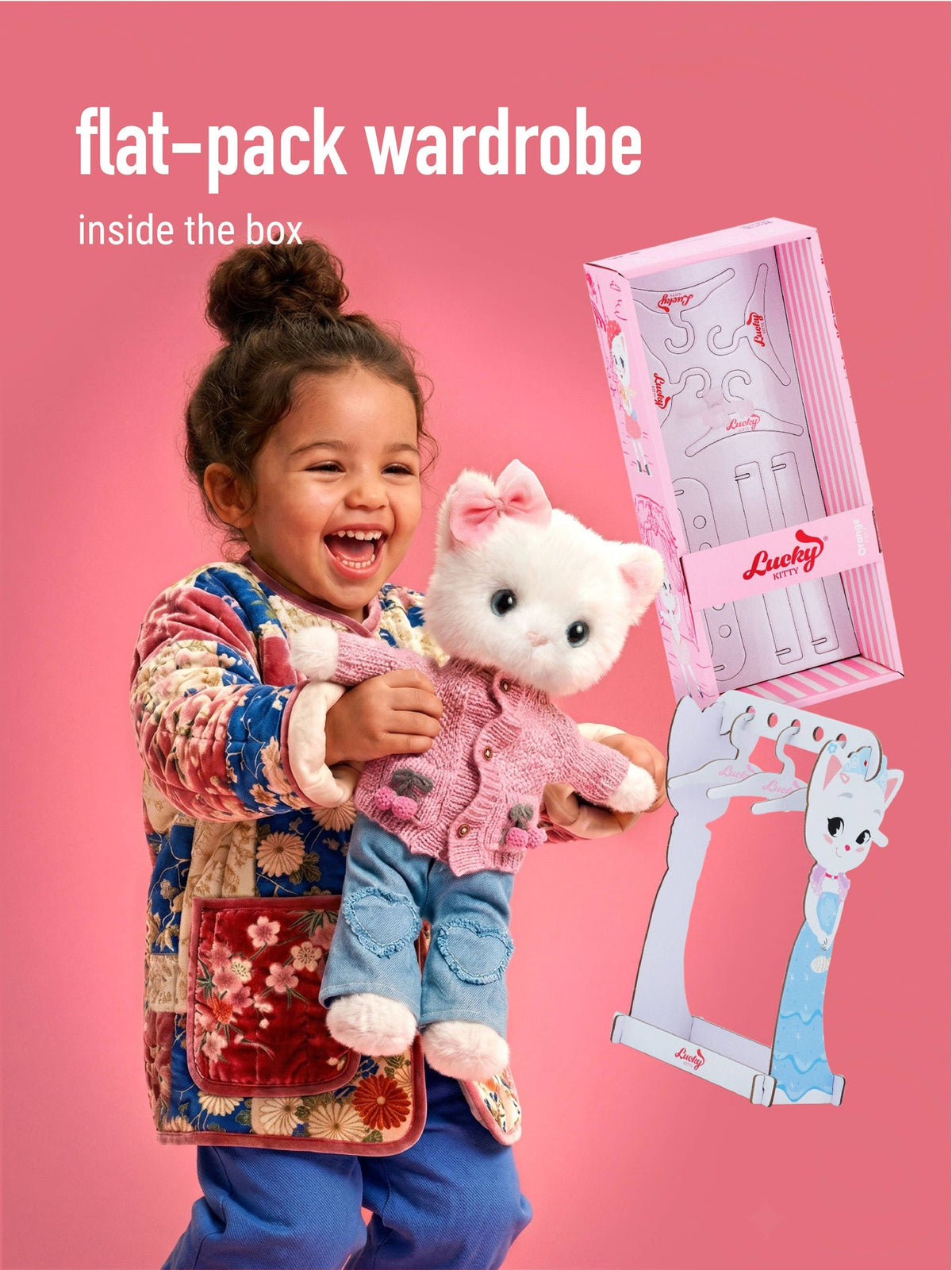 Peluche, Lucky Kitty, Lucky Sophie : Cerises en tricot 38 cm 3+