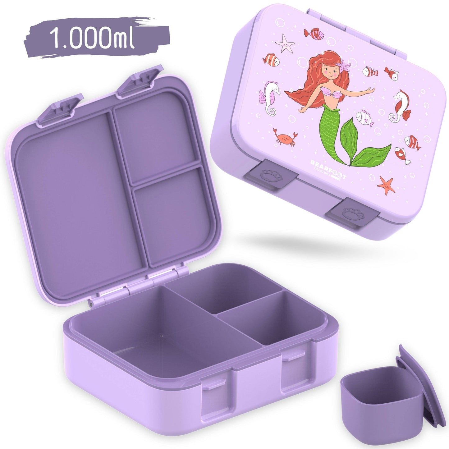 Boîte à lunch compartimentée, étanche - Sirène violette