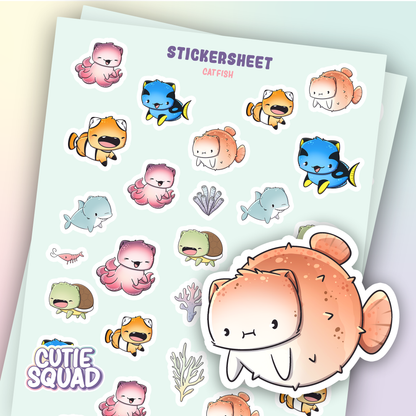 Planches d'autocollants Poisson-chat