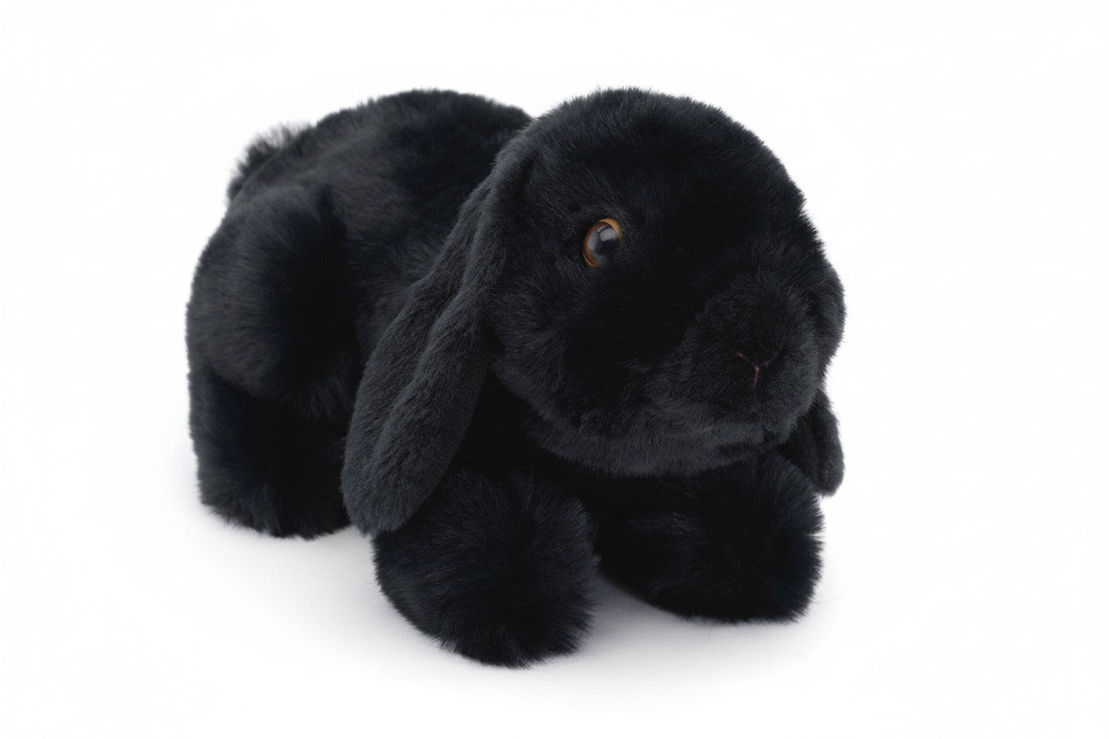 Peluche Lapin Bélier, couché (noir)