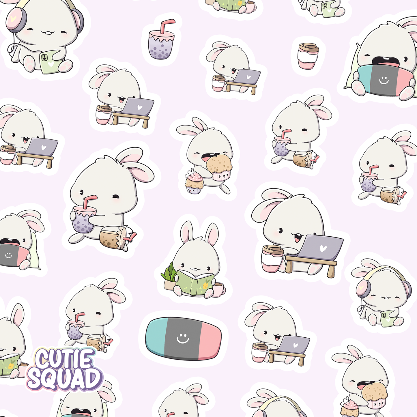 Planches d'autocollants Lapin Cozy