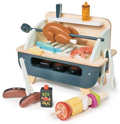 Tender Leaf Jeux de Rôle: SET DE BARBECUE 23x10x20,80cm, avec accessoires, en bois, en boîte, 3+