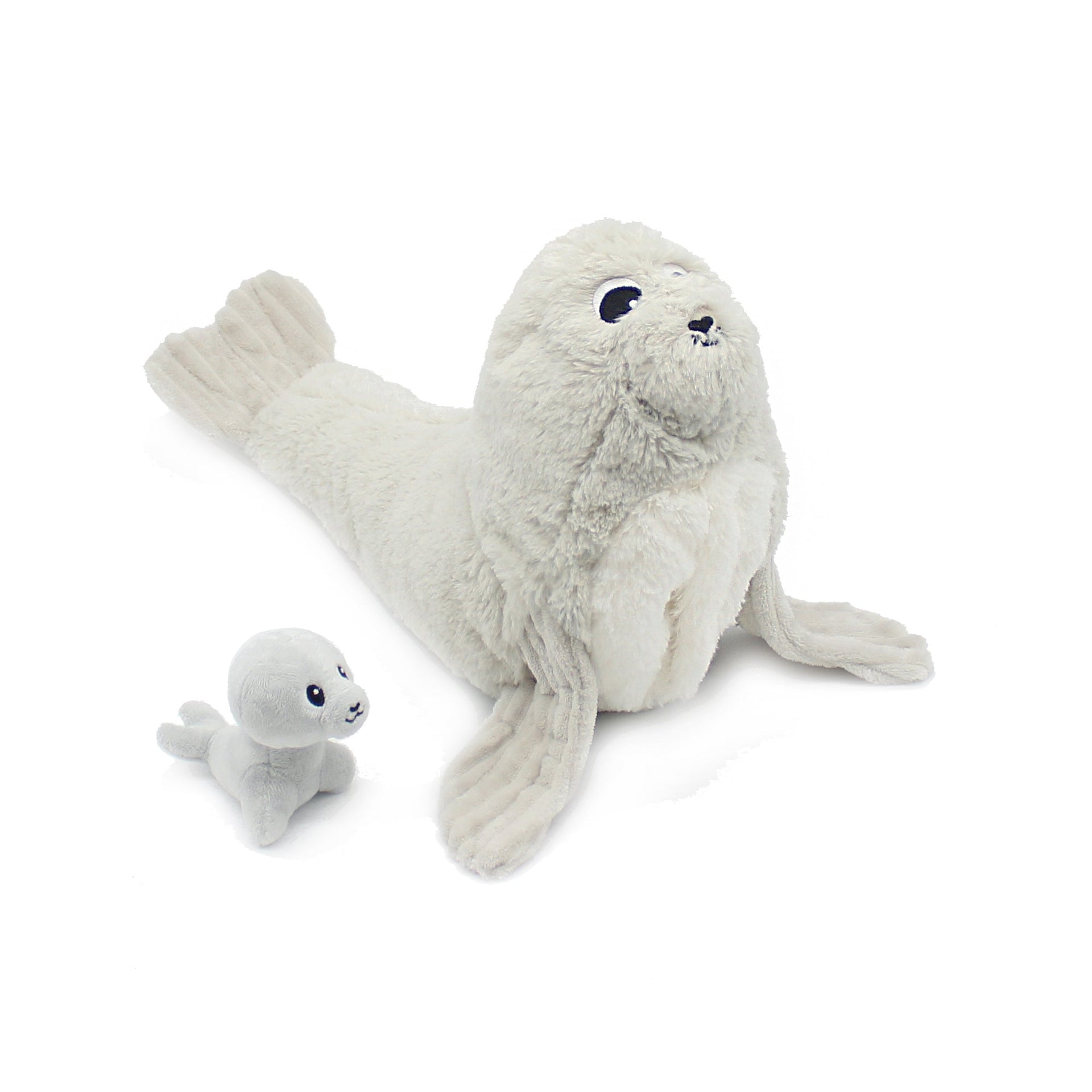 Peluche otarie Ploufou maman et son bébé gris clair – Les Ptipotos – vue 3