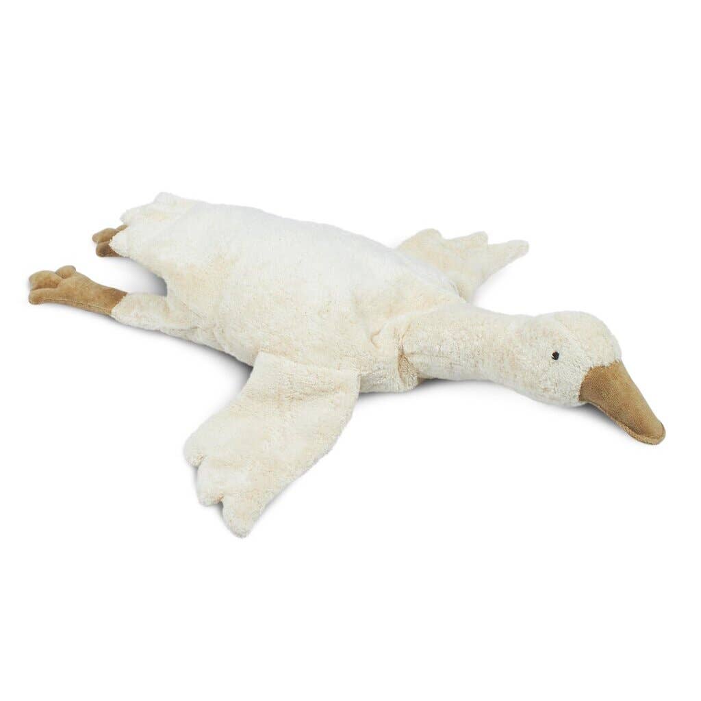 Grande chaufferette peluche en forme d’oie | blanc