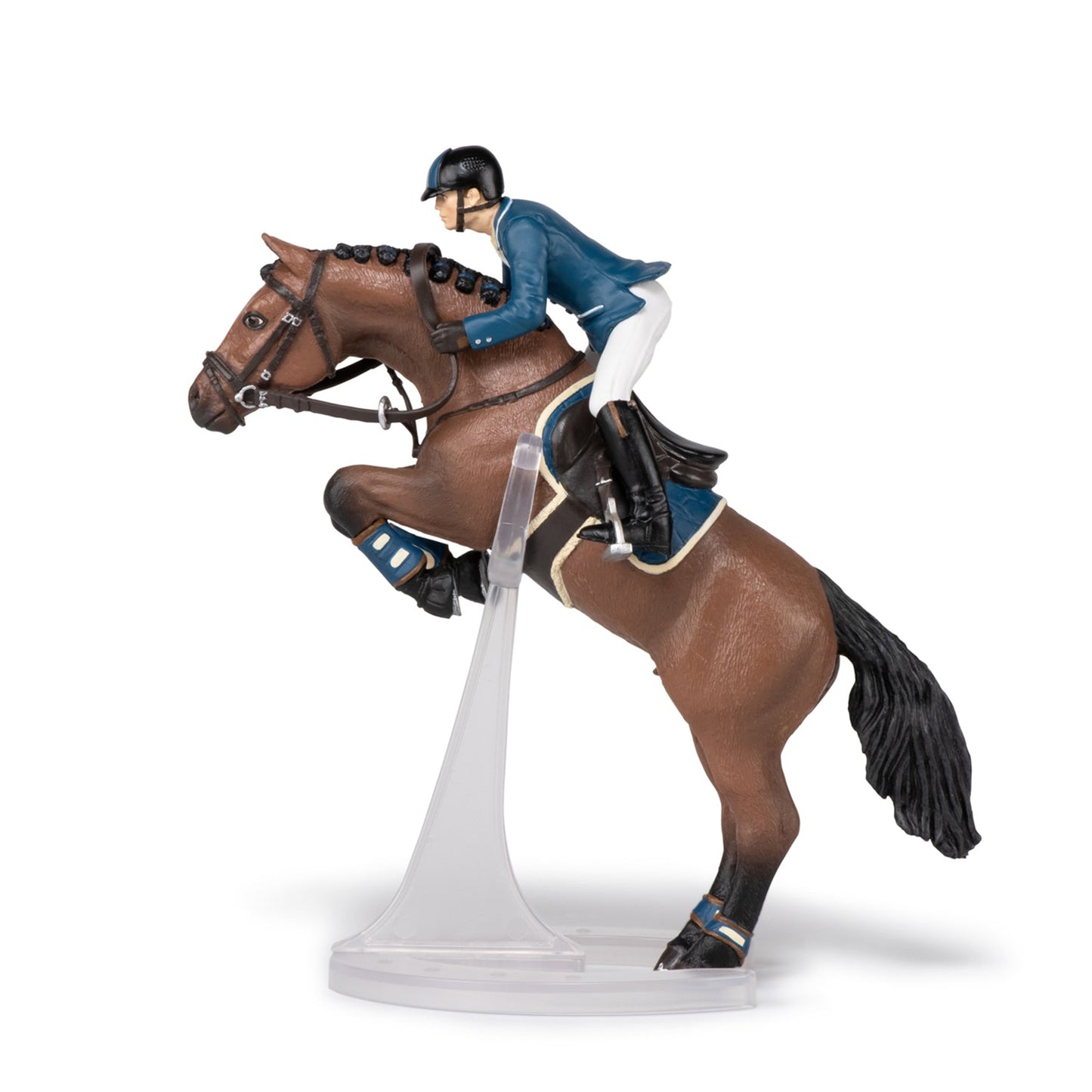 Figurine Cheval de saut d'obstacle et son cavalier