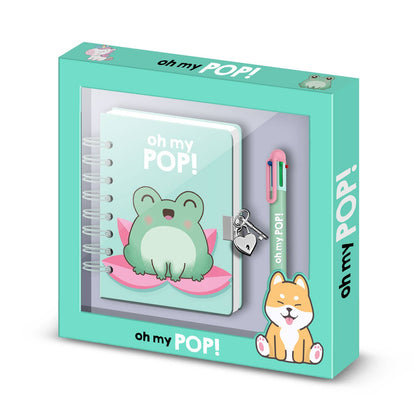 Coffret Journal + Stylo 6 Couleurs Oh My Pop! « Froggy »