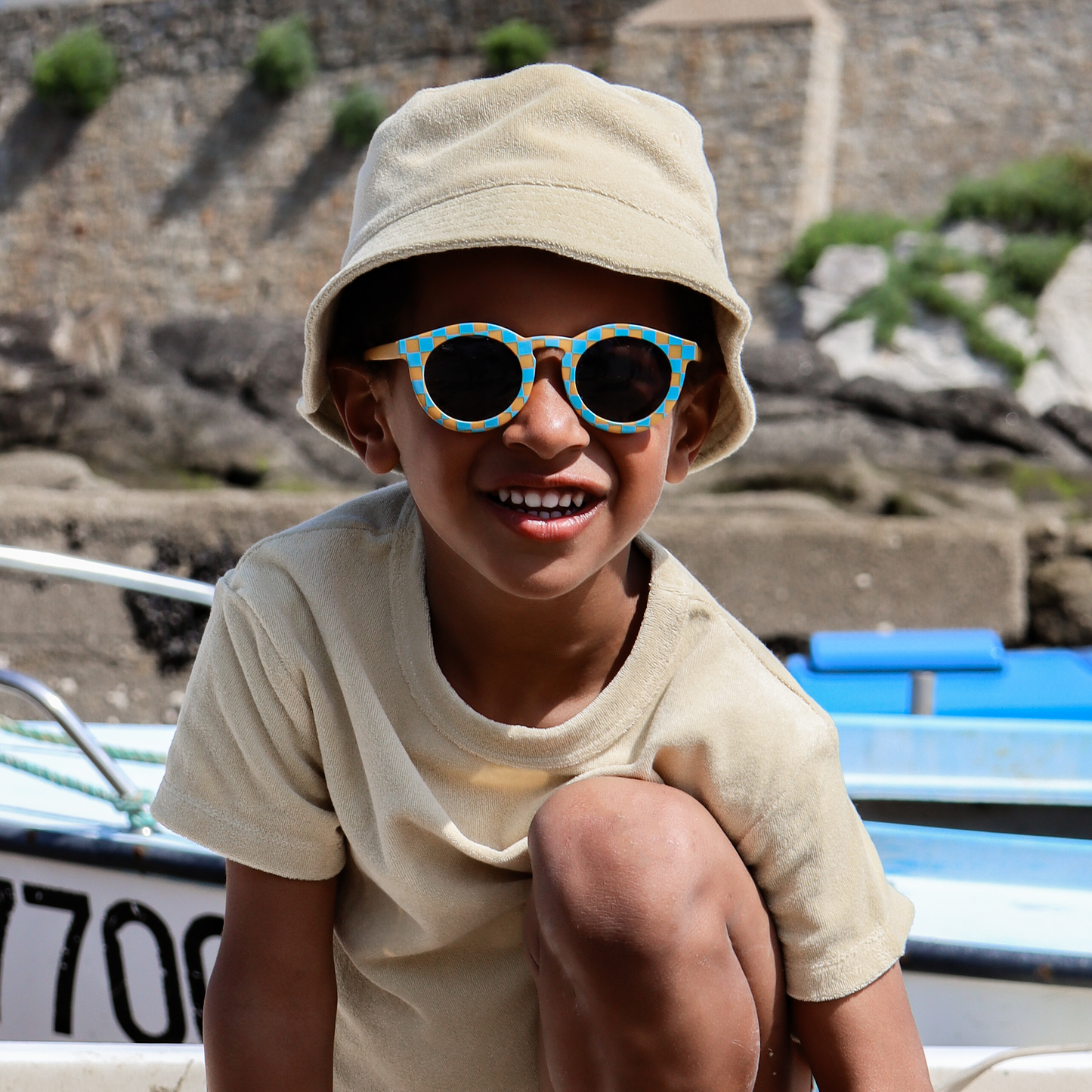 Lunettes de soleil Enfant Hop'Pop – CAT 3 – Matchy Vichy Bleu