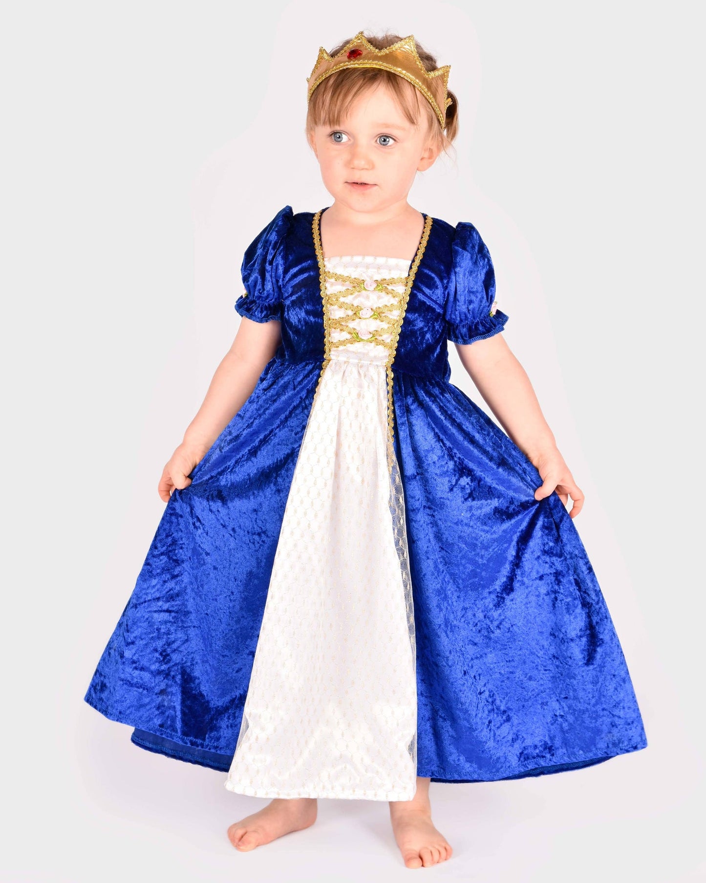 Robe de princesse bleue en velours 110-116 cl 4-6 ans