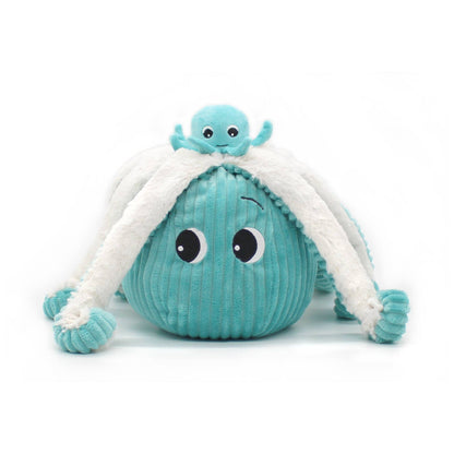 Peluche Ptipotos Maman et Bébé Poulpe - Bleu Aqua