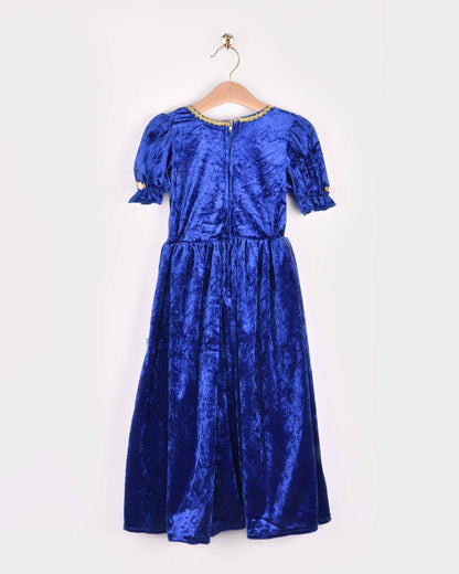 Robe de princesse en velours bleu pour 2-4 ans (taille 98-104)
