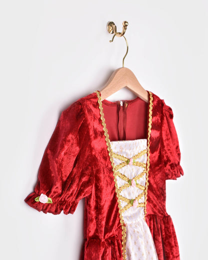 Robe de princesse en velours rouge taille 110-116 cm 4-6 ans