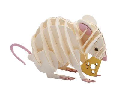 3D Paper Model: SOURIS BLANC 8,5x5,5x3,5cm, en sachet 10,5x21x0,5cm