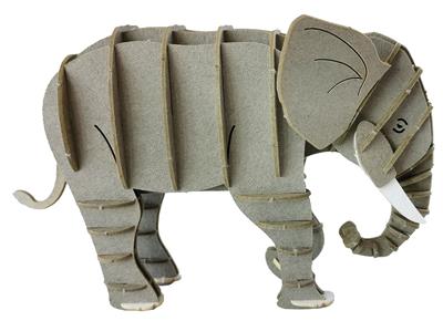 3D Paper Model: ÉLÉPHANT GRISE 10x6,5x5cm, en sachet 10,5x21x0,5cm